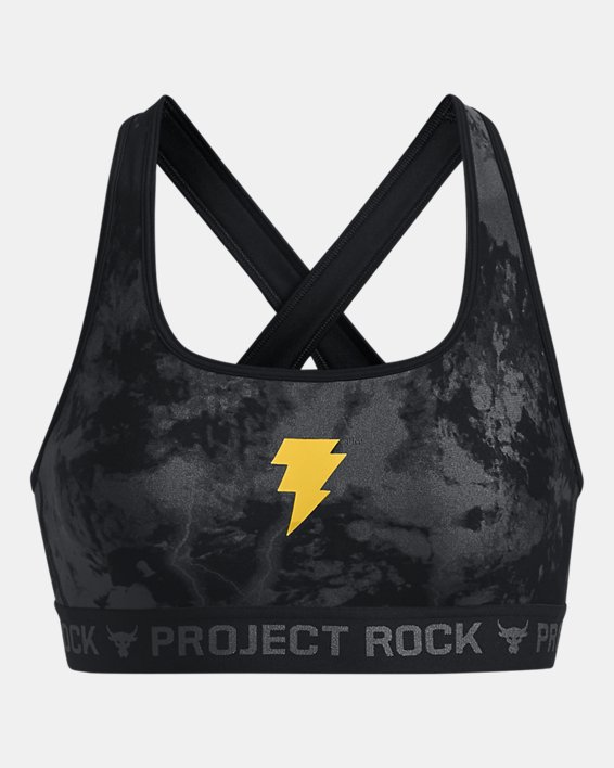 Women's Project Rock HeatGear®  Black Adam Sports Bra, Black, pdpMainDesktop image number 10